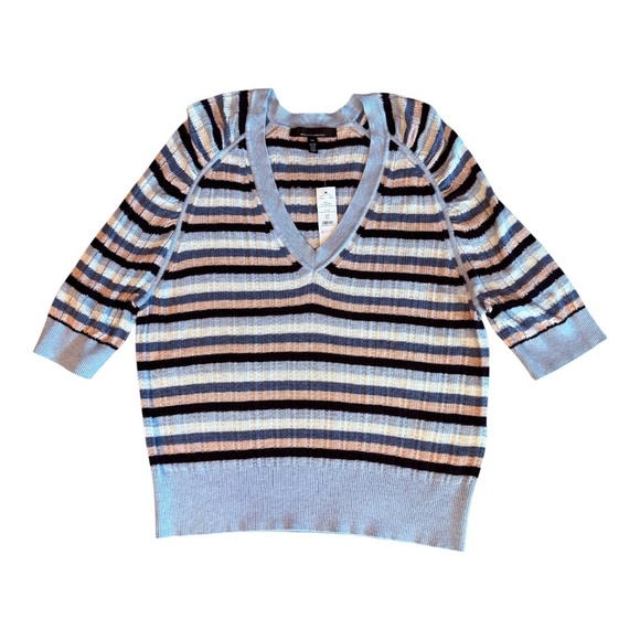 WHBM Cashmere-Blend Elbow-Sleeve Shirred Sweater NWT - Picture 2 of 8